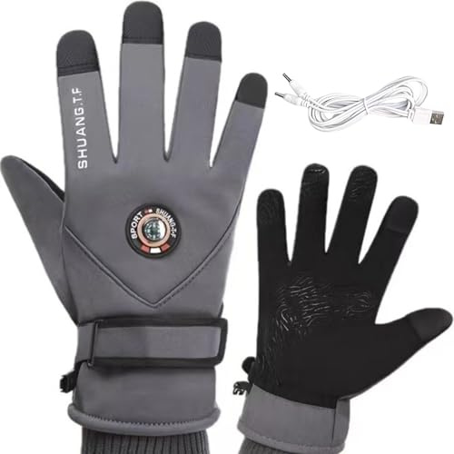 Renchey Guantes para Moto con Calefacción | Manoplas Táctiles con Calefacción USB - Guantes Eléctricos con - para Hombres y Mujeres Actividades de Invierno al Aire Libre Ciclismo Esquí