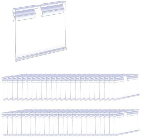 WYAN 50 Pièces Supports D'étiquettes en Plastique Transparent, Porte Étiquettes en Plastique, porte-prix porte-étiquettes, pour bacs de rangement, présentoirs pour affiches promotionnelles