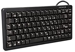 CHERRY G84-4100, Ultra-Flache Kompakttastatur, USB-Anschluss, US-Layout (QWERTY), Windows-Taste, Platzsparend & Leicht, 20 Mio. Anschläge, Schwarz