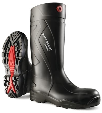 Dunlop Purofort+ Full Safety – Stivali di sicurezza per donna e uomo – Stivali da lavoro impermeabili con puntale in acciaio – Leggeri e resistenti ai prodotti chimici – Antiscivolo – Nero – Taglie 45