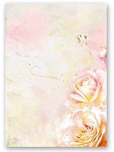 Motif Paper – Stationery Paper Rose Blossoms 50 Sheets DIN A4