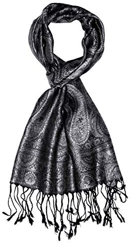 Lorenzo Cana lyxig sidenhalsduk för män halsduk 100 % siden vävd herrhalsduk elegant paisley-mönster grå svart 7864511, antracit