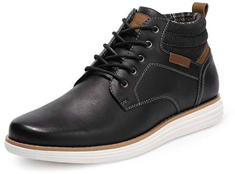 Bruno Marc Mens Ankle Boots Lace-Up Causal Boots Mid Top Sneakers Dress Boots for Men,Size 10,Black,GRAND-HIGH