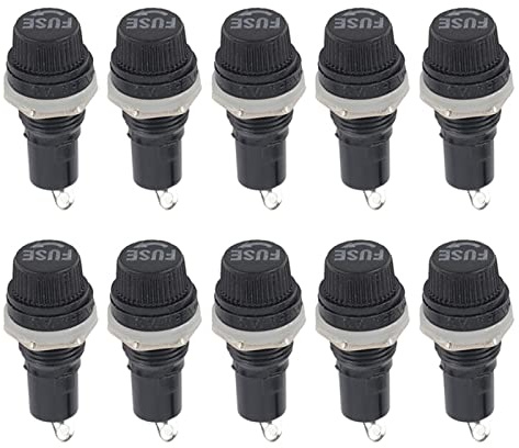 10 Piezas 10A 250 V Soporte De Fusible Montaje En Panel 5x20mm Tapa De Rosca De Soporte De Fusible Para Equipos EléCtricos Y Motocicletas