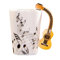 MBSM 8.5oz Creative Music Mug Violin Style Guitar Ceramic Mug Coffee Tea Milk Stave Cups with Handle Coffee Mugs Novelty Gifts (Wooden Guitar)