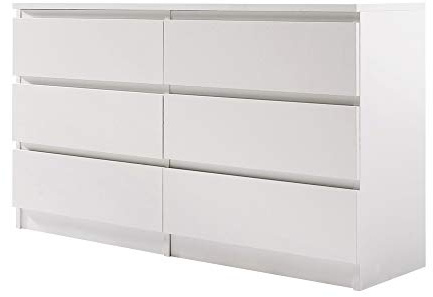 Panana Wooden 3/4/5/6 Chest Of Drawers with Metal Runner Modern Bedroom Bedside Storage Cabinet Unit for Hallway Living Room (White, 6 Drawers)