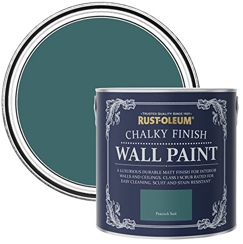 Rust-Oleum Blue Wall and Ceiling Paint in a Chalky Matt Finish - Peacock Suit 2.5L