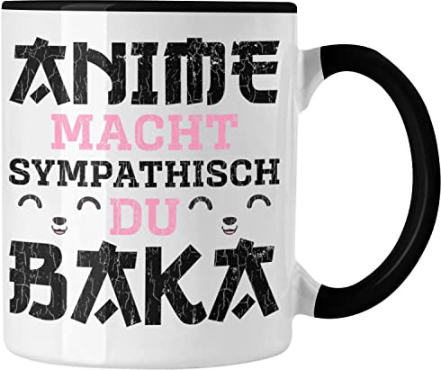 Trendation - Anime Tasse Geschenk Spruch Kaffeetasse Geschenke Deko Anme Fan Sympathisch (Schwarz)