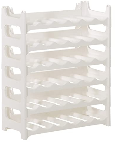 Novaliv Flaschenregal für 36 Flaschen aus Kunststoff, erweiterbar, Weinregal stapelbar, Weiß, Getränkeregal Flaschen Regalsystem, Regal für Getränke, Flaschenschrank, Spirituosen Regal
