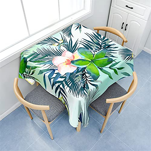 Morbuy Tovaglia Antimacchia Impermeabile Quadrata, Motivo Foglie di Piante Tovaglie Idrorepellente Tovaglia Giardino Copritavolo per Cucina Compleanno Feste (Fiori rosa,100x100cm)