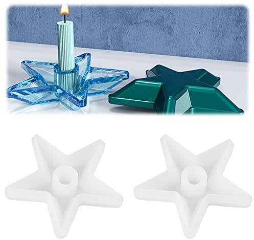 MplehDa 2 Stück Gießform Kerzenhalter Stern Form DIY Silikon Gießform Kerzenhalter Epoxidharzformen Silikonform Beton Kerzenhalter Casting Form Kerzenhalter Casting Gießform (A)
