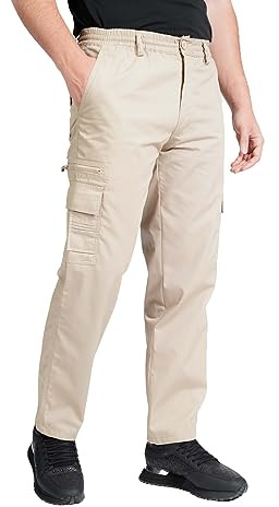 LABEL APPAREL Pantalon cargo pour homme - Taille M-6XL - Léger et élastique - Avec poche, beige, 36-41