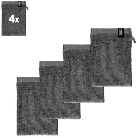 Trevligt boende set om 4 tvätthandske Tvättlappar Sense färg antracit storlek 16 x 21