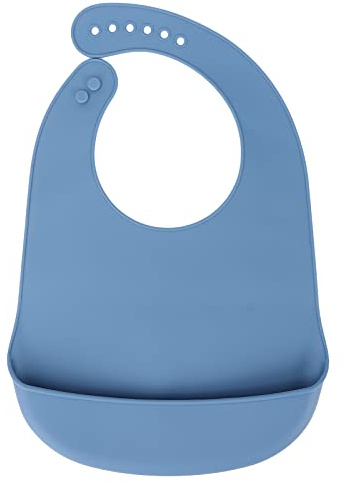 Haklapp för vuxna att äta, silikonhaklappar för vuxna, vattentätt, mjukt förkläde för vuxna, med smulfångare (BLUE)