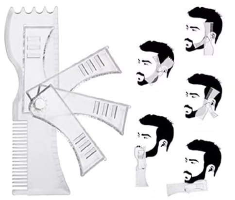Bartformer Schablone Bartschablone Herre, 360° Transparent Acryl Bartschablone Rasierhilfe, Bartglätter für männer, Bartkamm Männer, für Spitzbart Koteletten und Hals Bartform