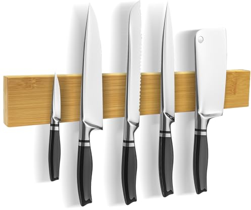 Baxcdyswe 40cm Porta Coltelli Cucina, Barra Magnetica per Coltelli Magnetico Muro Appendi Cucina, Magnete Extra Forte Chef Portacoltelli, Striscia Magnetica Calamita con Viti e Adesiva Incluse