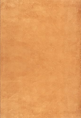 the carpet Relax Weicher, Badezimmerteppich, Bad Set, Badematte, Badvorleger, Anti-Rutsch Unterseite, Waschbar bis 30 Grad, Super Soft, Felloptik Terra, 60 x 110 cm