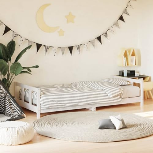 Genérico Estructura de Cama para niños Madera de Pino Blanco 90x190 cm,Cunas y Camas para niños-834433