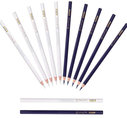 12 Stück Schneiderkreide, Schneiderkreidestift, Stift Stoff für Nähmaschine Nähen Bleistift, Schneiderkreidestifte für Stoff, Stoff Marker Stift für Schneiderei Nähen Notizen Basteln (2 Farben)