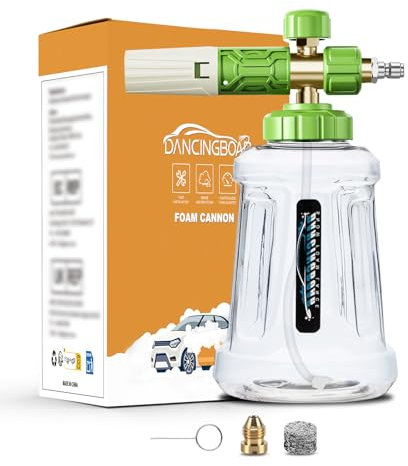 DANCINGBOAR Lanza de Espuma de Nieve, Espuma de Nieve Lance con Conector Rápido de 1/4 para Pistola de Espuma Hidrolimpiadora,1L Ajustable Cañón de Espuma Botella Pulverizador de Espuma Lavado