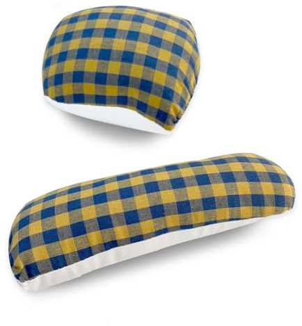 2 Pack Tailors Ham and Seam Roll Set, Premium Pressing Tools Tailor’s Ham for Ironing Press Ham Sewing Ham for Ironing Smaller Curved Seam Kit for Collars, Cuffs Seam, Yellow and Blue Plaid