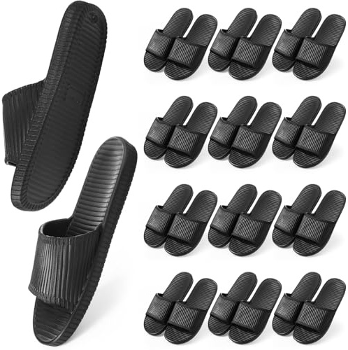 Shyyween 12 Pairs Shower Shoes Bulk for Women and Men Quick Drying Bathroom Shower Slippers Pool Slides Non-Slip Lightweight Beach Sandals Shoes