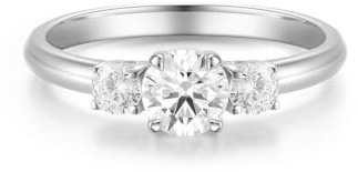 FANCIME 0,5 ct solitär Lab-Grown diamantringar dam, 3 stenar 0,73 ctw diamantringar i 925 sterlingsilver förlovningsring bröllop alla hjärtans dag smycken för kvinnor kvinnor du (D-E färg, VS Clarity
