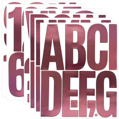 5 Inch Large Vinyl Letter Stickers, 6 Sheets Self Adhesive Alphabet Number Sticker for Mailbox, Door, Scrapbook, Waterproof Sticky Vinyl Symbol Labels for DIY & Crafts(6 Sheets,Glitter Pink)