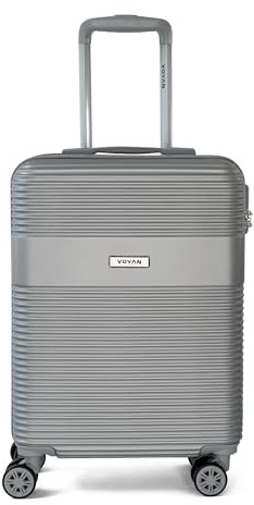 VOYAN Maleta Cabina 55x40x20 Bio, Trolley Rígido ABS Lightweight con Ruedas Dobles 360°, Carcasa Dura Ligera y Cerradura de Seguridad, Equipaje de Mano para Viajes en Avión, Gris