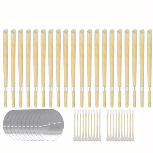 Set di candele naturali per la rimozione del cerume delle orecchie, candele per la pulizia delle orecchie per adulti, con 20 candele, 10 paragocce e 20 tamponi