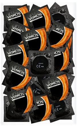 100 Premium Condoms Vitalis Ribbed - Condones de canalé para momentos especiales