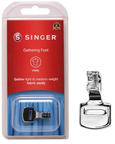 SINGER | Gathering Presser Foot for Low-Shank Sewing Machines, Simutaneously Trims & Hems Edges, Zig-Zag and Over-Edge Stitches - Sewing Made Easy