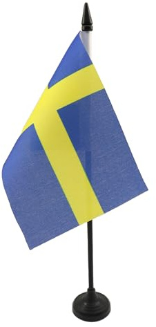 AZ FLAG Bordsflagga Sverige 15x10 cm Svensk 100D Polyester Plastfot