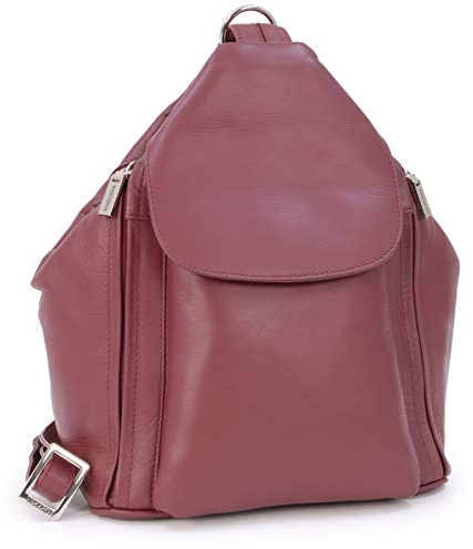 VISCONTI - Leather Anti Theft Backpack For Women - Medium Rucksack With Adjustable Shoulder Straps - Multiple Pockets - 18357 Danii - Red
