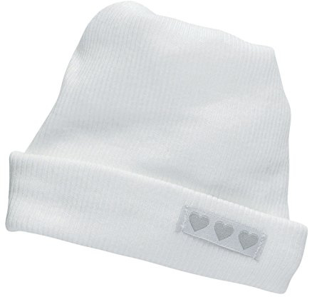 Trois Kilos Sept – Bonnet Naissance Tubulaire Bébé – 100% Coton Doux – Blanc – Sans Couture – 3 Cœurs Brodés Mignons – Mixte