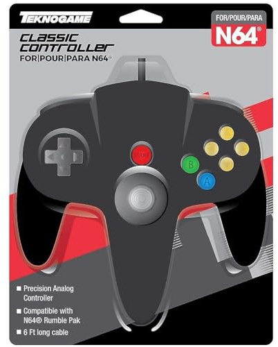 TeknoGame Wired N64 Controller, Black