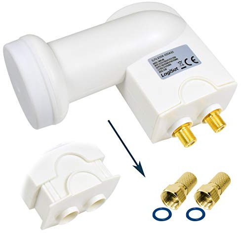 LogiSat Twin LNB 0,1 dB digital vattenfast 2 deltagare/TV-mottagare direkt anslutning universal Full HD HDTV 3D 4K Sat UHD PRO LINE kontakter guldpläterade väderskydd