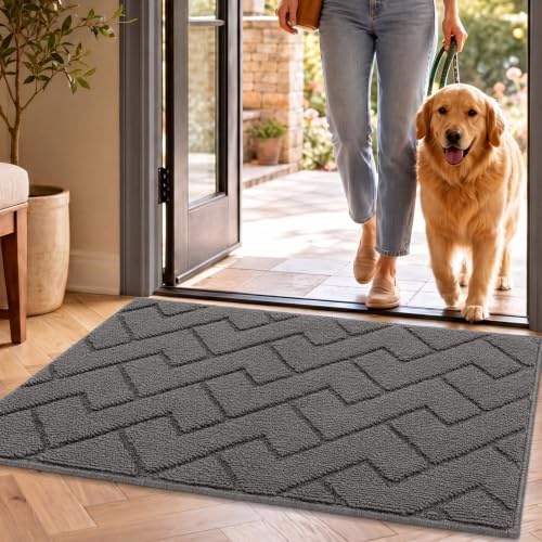 hicorfe Door mat Indoor Entrance,Dirt Trapper Door Mat,Non-Slip Welcome mat