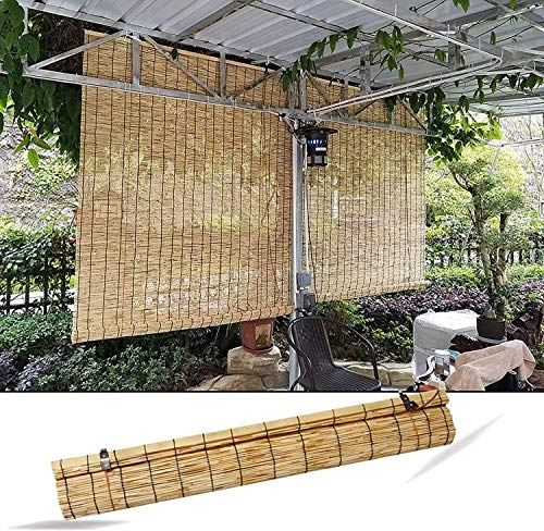 XRDSHY Bambusrollo, Rollo Bambus Sonnenschutz Bambus Jalousie Außen, Retro Winddicht Rollvorhang Mit Beschlägen, Holzrollo Für Fenster Tür Rollos,150 x 175 cm (59 x 69 in)