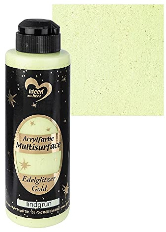 Ideen mit Herz akrylfärg multisurface ädelglitter | universell vattenbaserad färg | med ädelt skimrande guldglitter | 180 ml (lindgrön)