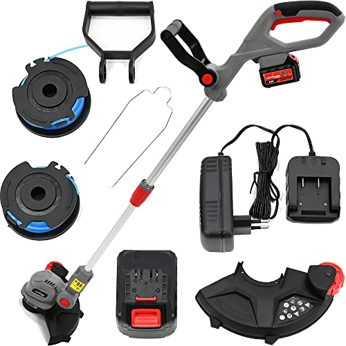 Lehmann LGABC-2030 Akku-Rasentrimmer Li-Ion | 30 cm Schnittdurchmesser | Rasentrimmer mit teleskopgriff und Schnittwinkelverstellung | Set inkl. 2,0 Ah Akku, Ladegerät und 2 Schnittlinien