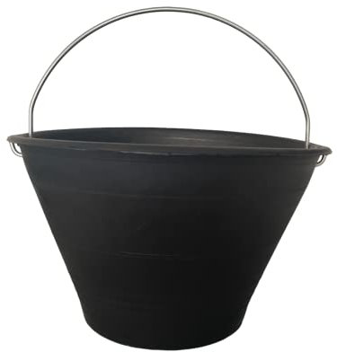 Cubo para albañil de PVC con mango galvanizado, fabricado en Italia, varios colores (negro - 8 L)