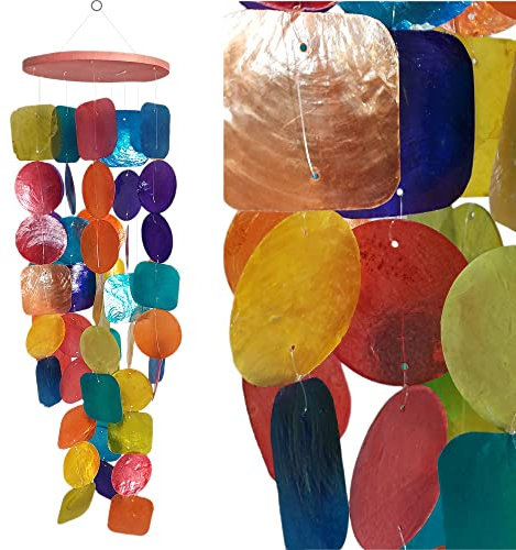 ART-CRAFT Capiz Muschel Kette Girlande bunt als hänge Deko für Fenster oder deko Wohnzimmer Garten Dekoration Länge 70cm