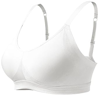 Lemef Non Wired Bra for Women Underarm-Smoothing Wireless Bra Seamless Lightly Lined Comfort Bra, White, L
