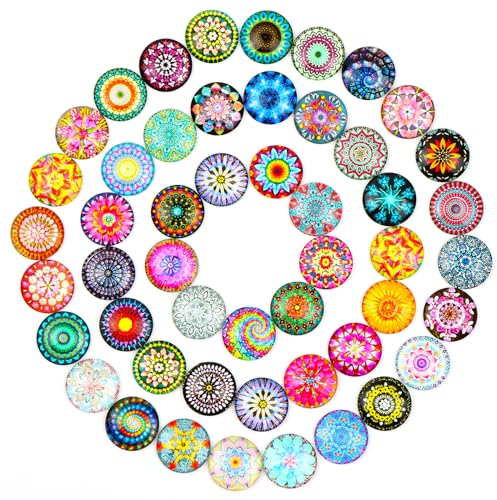 MOSTFUN 50 Stück Muggelsteine Steine, 25mm Glassteine Gemischte Farbe Bunt Steine, Muggelsteine Bunt Flatback, Glassteine Deko für DIY Handwerkliche Schmuckherstellung Anhänger Manschettenknöpfe