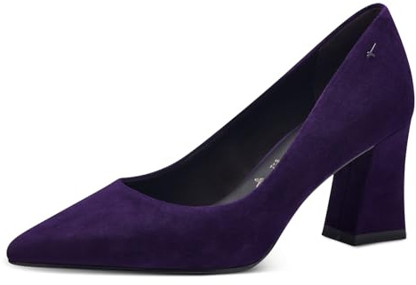 Tamaris Damen Pumps Leder Blockabsatz bequem; Purple, EU 41