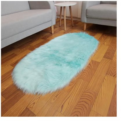 SHTGOI plyschmatta oval fuskpäls soffa matta syntetiskt fårskinn vardagsrum ullmatta hög lugg sängmatta matta matta pälsimitation långhårig fluffig mjuk soffmatta