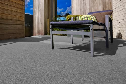 andiamo Konstgräsmatta Field med lugg – konstgräs utomhus för användning som balkong golvbeläggning eller utomhusmatta – väderbeständig och kan skäras till storlek 133 x 500 cm, grå