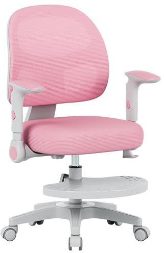 MARK ADLER Junior 5.0 ergonomischer Schreibtischstuhl Kinder – Mitwachsender Kinder Schreibtischstuhl – Mit Fußstütze – Höhenverstellbar – Für gesundes Sitzen – Kinder ab 6 Jahren – Rosa