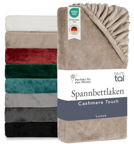 Blumtal Cashmere Touch Spannbettlaken 140x200 cm - Plüsch, Oeko-TEX Zertifiziert, Warm, Weich - Bettlaken in Beige